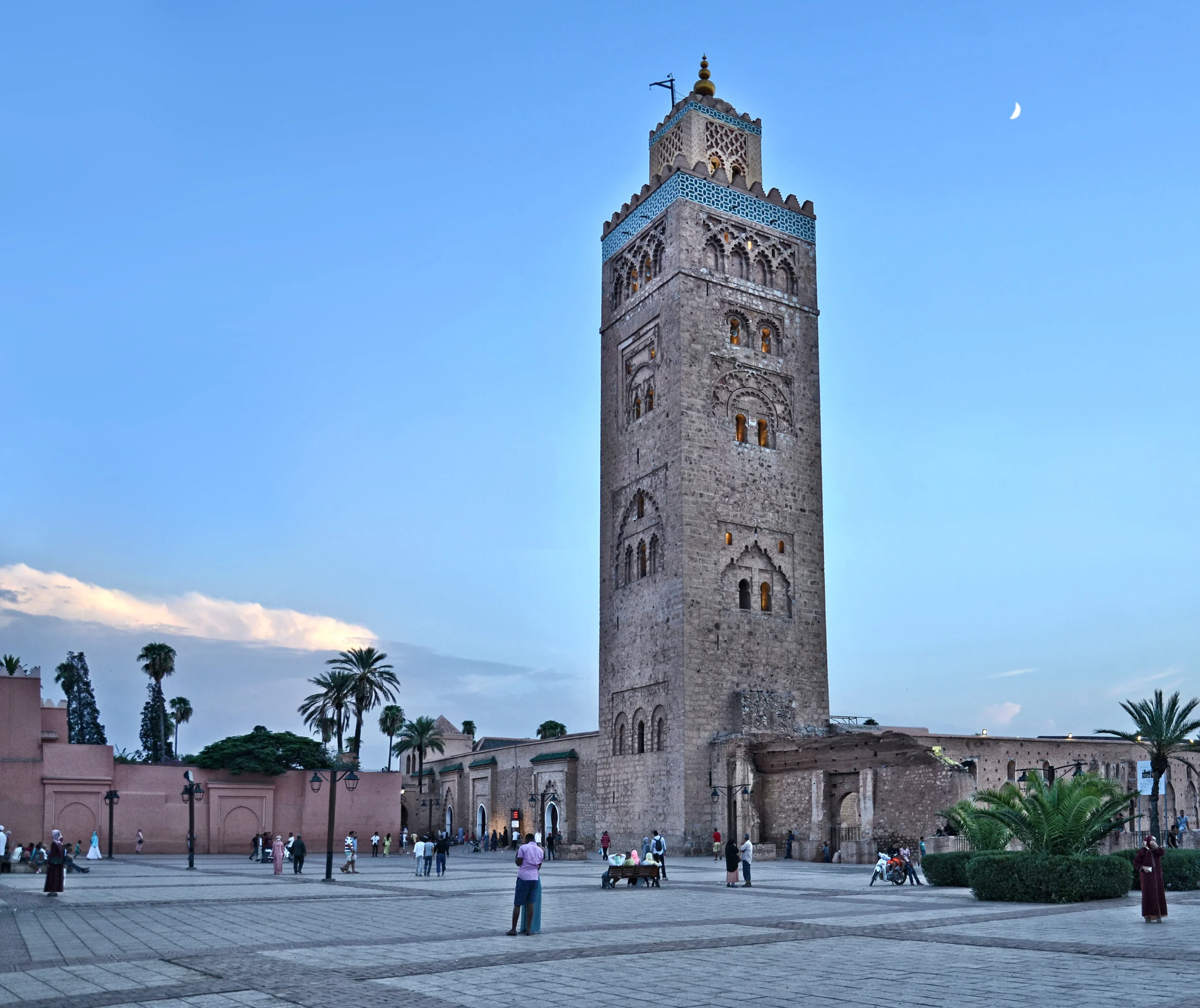 6 day Morocco desert tour from Marrakech Koutoubia Mosque minaret surrounded by palm trees